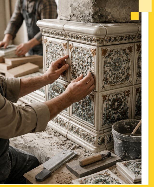 Изразцовые камины под ключ в Москве: проект и монтаж