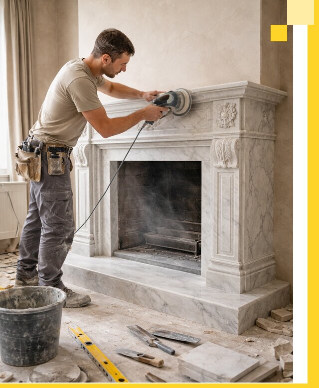 Изготовление и установка мраморных каминов в Москве под ключ