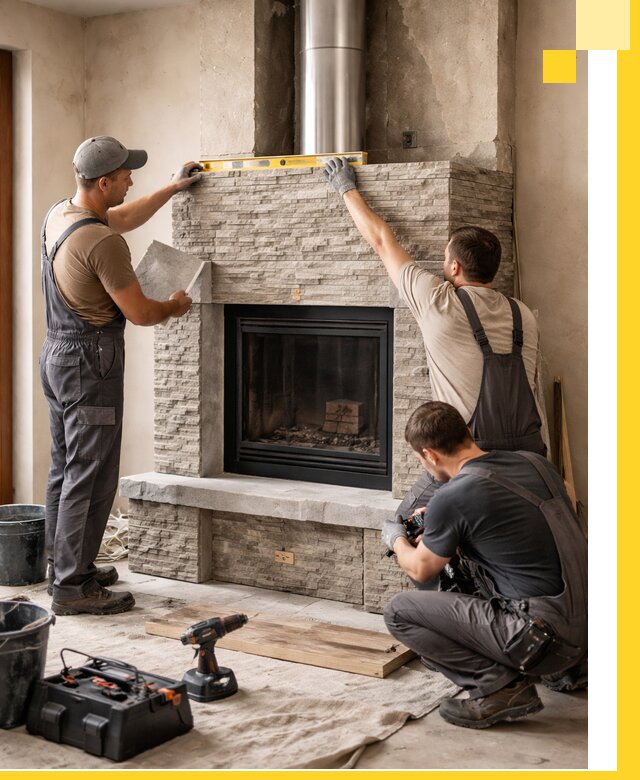 Профессиональный монтаж каминов под ключ в Москве для дома