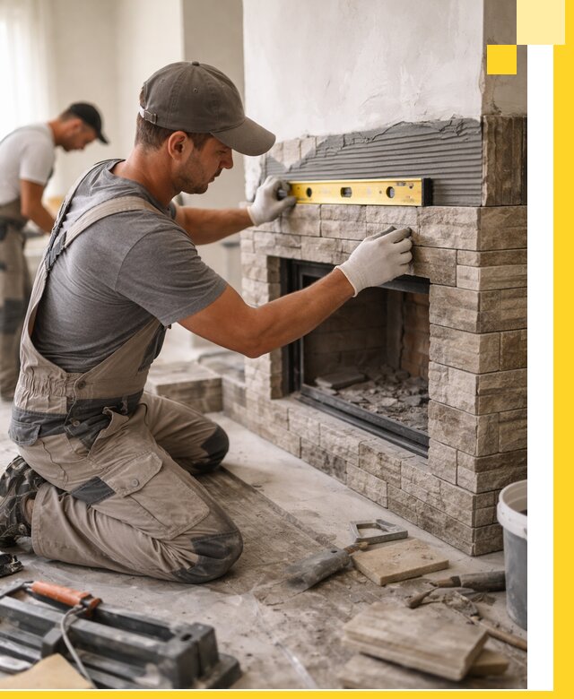 Облицовка каминов в Москве, монтаж и отделка натуральным камнем