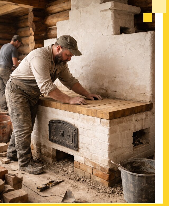 Проектирование и установка русской печи с лежанкой в Москве