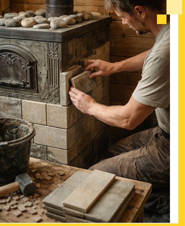 Облицовка банных печей в Москве профессиональная отделка