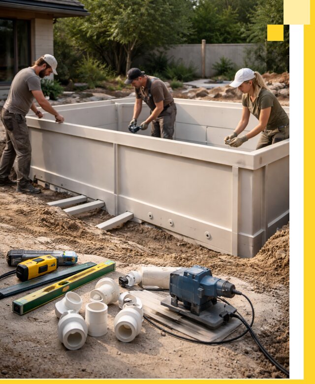 Установка полипропиленовых бассейнов под ключ в Москве