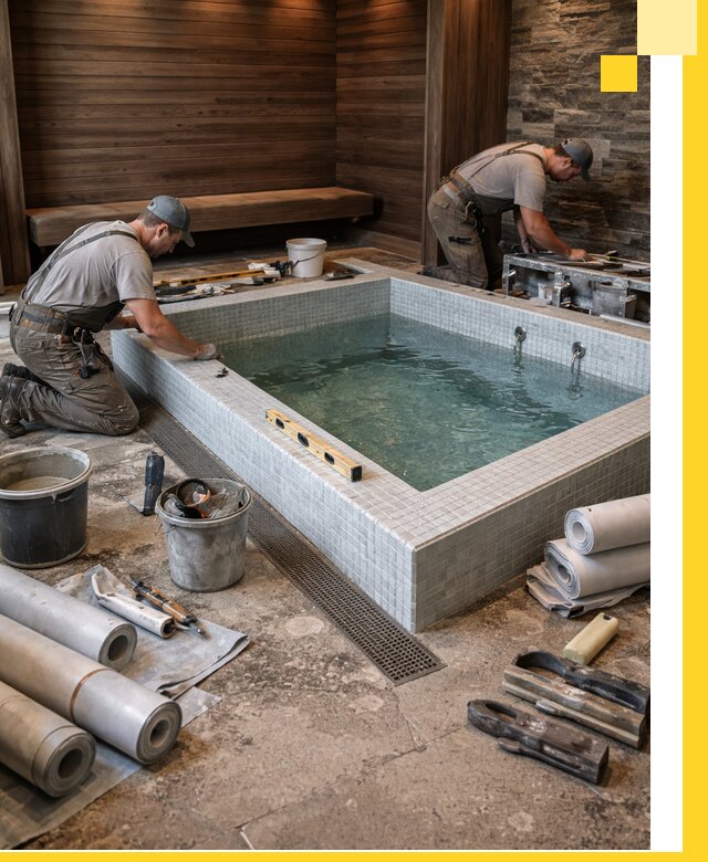 Установка и строительство бассейнов для сауны в Москве