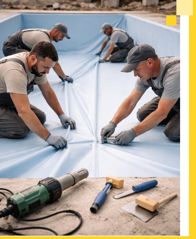 ПВХ пленка для бассейнов с монтажом и гарантией в Москве