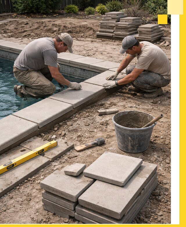 Установка и изготовление копингового камня для бассейнов в Москве