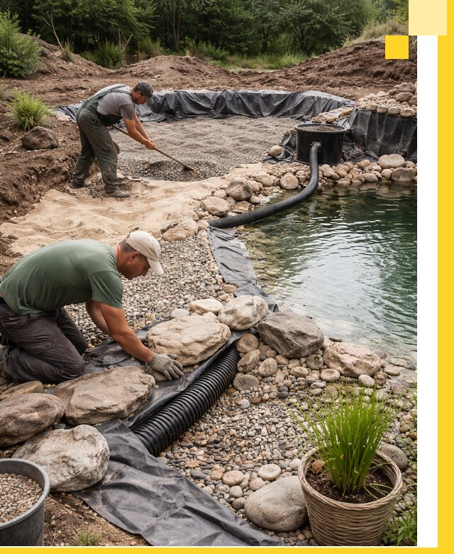 Строительство природных бассейнов и озер в Москве под ключ