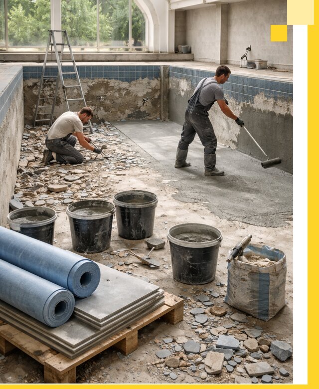 Реконструкция бассейнов в Москве: ремонт, гидроизоляция