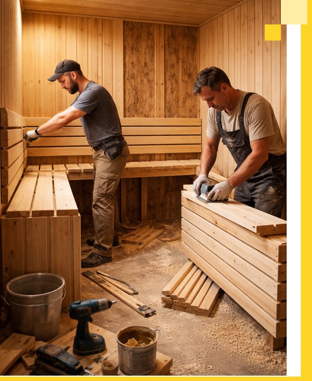 Профессиональный комплексный ремонт саун под ключ в Москве