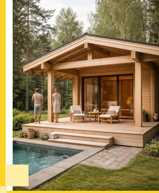 Бани с террасой под ключ в Москве от 633900 р. | АкваДомМск