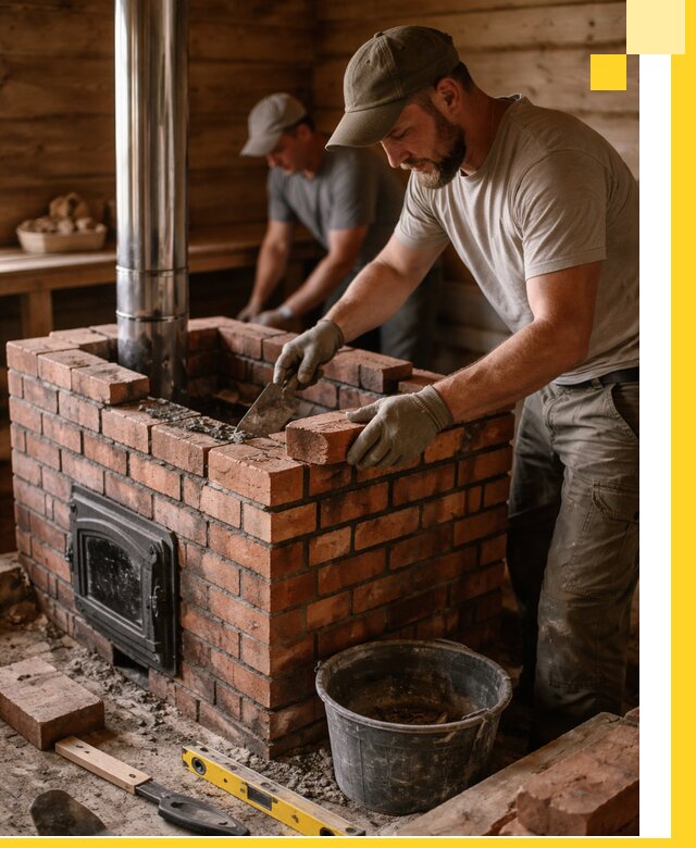 Кирпичные печи для бани под ключ в Москве, проект и монтаж