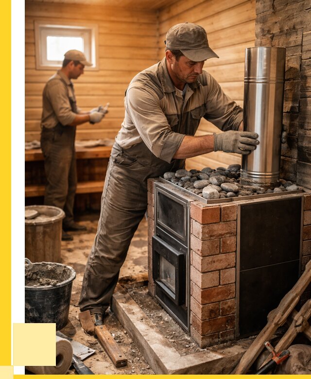 Монтаж печи в бане под ключ в Москве от 21130 р. | АкваДомМск