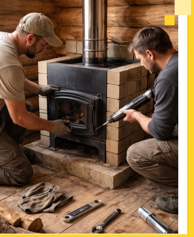 Монтаж и установка печи в бане под ключ с гарантией в Москве