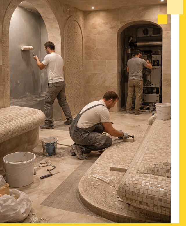 Строительство бани с хамамом и бассейном под ключ в Москве