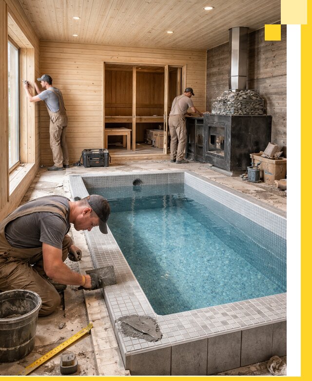 Проект бани с бассейном и сауной в Москве под ключ