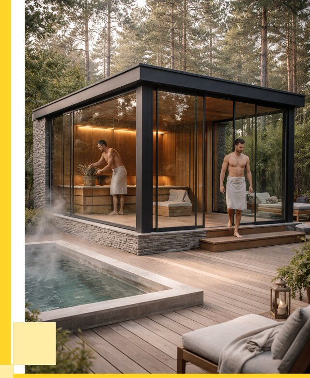 Стеклянные бани и двери в Москве от 475425 р. | АкваДомМск