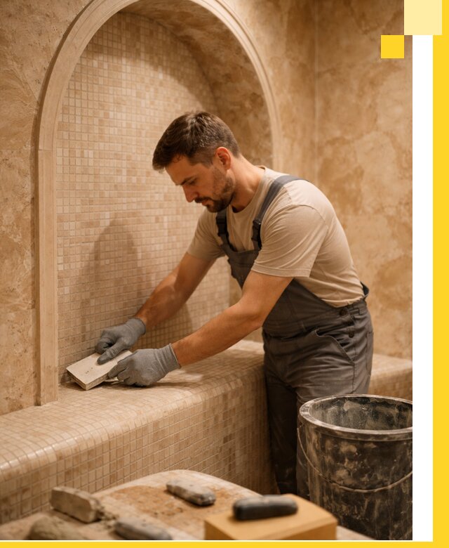 Профессиональная отделка хамамов с мозаикой под ключ в Москве