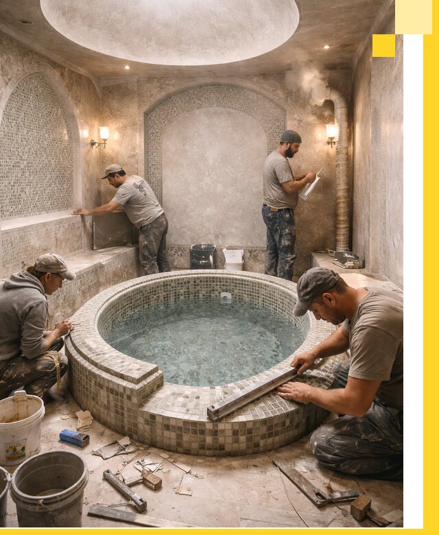 Профессиональное строительство хамама с бассейном в Москве под ключ