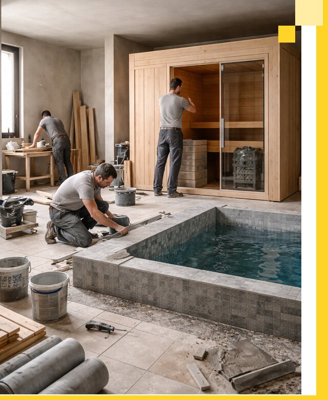 SPA зоны под ключ с бассейном сауной и печью в Москве